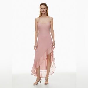 Aritzia Ravish Asymmetrical Dress in Clouded Pink